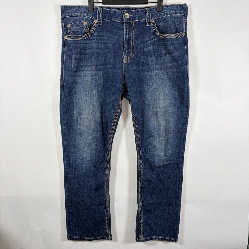 Seven7 Jeans Straight Leg Mens Size 38x30 Blue Medium Wash Preppy Faded Seven 7
